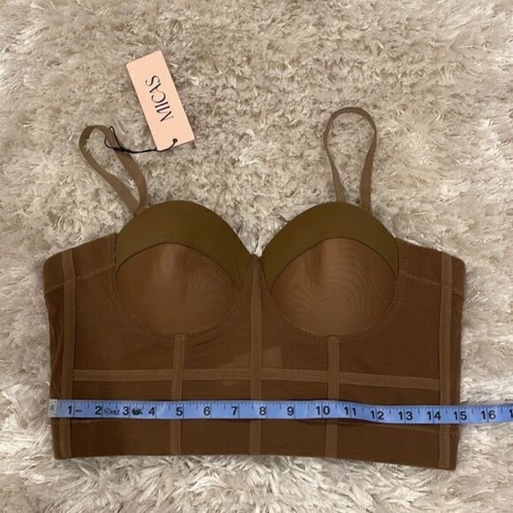 MICAS Neutral Mesh Bustier Crop Top Size Med - Picture 4 of 8